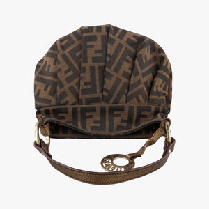 Pre-owned Fendi Mini Chef Brown jacquard 8BK044 shoulderbag | stylenewstar