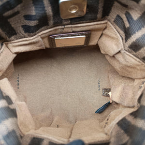 Pre-owned Fendi Mini Chef Brown jacquard 8BK044 shoulderbag | stylenewstar