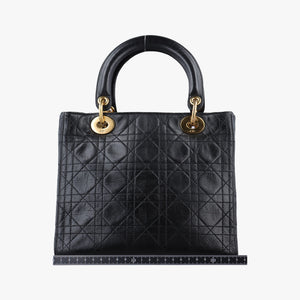 Pre-owned Christian Dior Lady Dior Black lambskin shoulderbag | stylenewstar