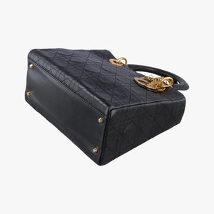 Pre-owned Christian Dior Lady Dior Black lambskin shoulderbag | stylenewstar