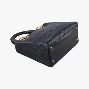 Pre-owned Christian Dior Lady Dior Black lambskin shoulderbag | stylenewstar
