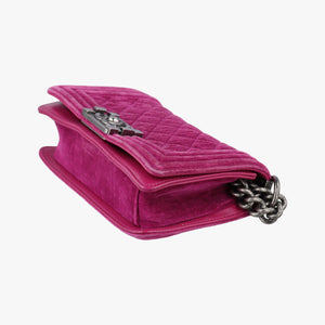 Vintage Chanel BOY CHANEL Rose velour A67416 shoulderbag | stylenewstar
