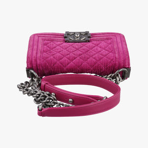 Vintage Chanel BOY CHANEL Rose velour A67416 shoulderbag | stylenewstar