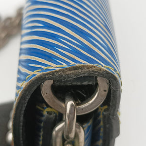 Pre-owned Louis Vuitton Twist chain wallet Blue × brown Epi leather shoulderbag | stylenewstar