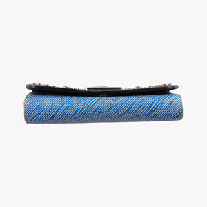 Pre-owned Louis Vuitton Twist chain wallet Blue × brown Epi leather shoulderbag | stylenewstar