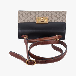 Pre-owned Gucci Padlock Beige×black PVC coated canvas×Leather 453188 shoulderbag | stylenewstar