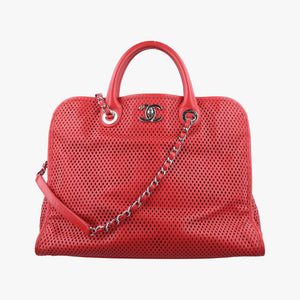 Vintage Chanel Up in the Air Perforated French Riviera Red Leather A67654 shoulderbag | stylenewstar