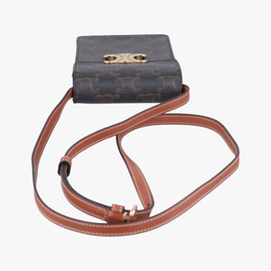 Pre-owned Celine Triomphe Brown PVC coated canvas shoulderbag | stylenewstar