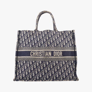 Pre-owned Christian Dior Book Tote Navy Jacquard handbag | stylenewstar