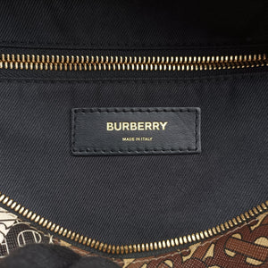 Pre-owned Burberry Monogram Stripe Brown×Multicolour PVC coated canvas x leather bum bag/waist bag | stylenewstar