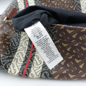 Pre-owned Burberry Monogram Stripe Brown×Multicolour PVC coated canvas x leather bum bag/waist bag | stylenewstar