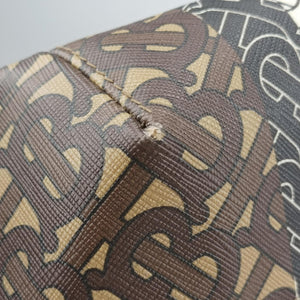 Pre-owned Burberry Monogram Stripe Brown×Multicolour PVC coated canvas x leather bum bag/waist bag | stylenewstar