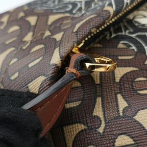 Pre-owned Burberry Monogram Stripe Brown×Multicolour PVC coated canvas x leather bum bag/waist bag | stylenewstar