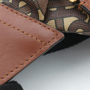 Pre-owned Burberry Monogram Stripe Brown×Multicolour PVC coated canvas x leather bum bag/waist bag | stylenewstar