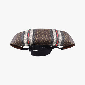 Pre-owned Burberry Monogram Stripe Brown×Multicolour PVC coated canvas x leather bum bag/waist bag | stylenewstar