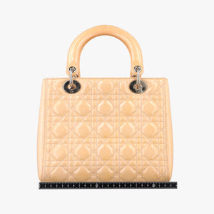 Pre-owned Christian Dior Lady Dior Beige Patent shoulderbag | stylenewstar