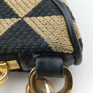 Pre-owned Prada Triangolo Triangle Beige Jacquard × Saffiano leather 1BC543 handbag | stylenewstar