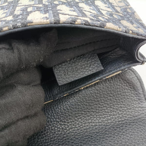 Pre-owned Christian Dior Saddle Pouch Navy×Black Jacquard shoulderbag | stylenewstar