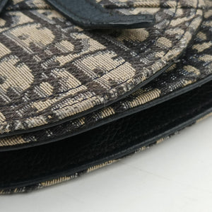 Pre-owned Christian Dior Saddle Pouch Navy×Black Jacquard shoulderbag | stylenewstar