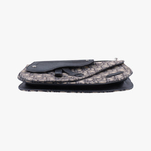 Pre-owned Christian Dior Saddle Pouch Navy×Black Jacquard shoulderbag | stylenewstar
