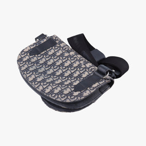 Pre-owned Christian Dior Saddle Pouch Navy×Black Jacquard shoulderbag | stylenewstar