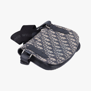 Pre-owned Christian Dior Saddle Pouch Navy×Black Jacquard shoulderbag | stylenewstar