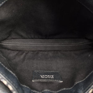 Pre-owned Christian Dior Saddle Pouch Navy×Black Jacquard shoulderbag | stylenewstar