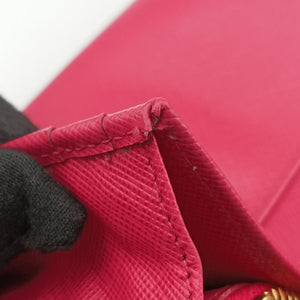 Pre-owned Prada Metal Wallet on Chain Cornflower Clutch Pink Saffiano leather 1MT290 shoulderbag | stylenewstar