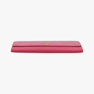 Pre-owned Prada Metal Wallet on Chain Cornflower Clutch Pink Saffiano leather 1MT290 shoulderbag | stylenewstar