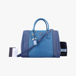 Secondhand Prada Galleria Blue×Navy SAFFIANO Leather B2274C shoulderbag | stylenewstar