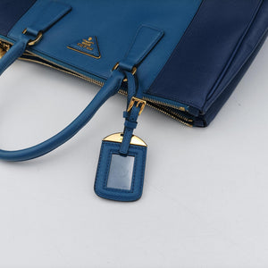 Secondhand Prada Galleria Blue×Navy SAFFIANO Leather B2274C shoulderbag | stylenewstar
