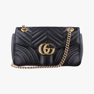 Pre-owned Gucci GG Marmont Black Leather 443497 shoulderbag | stylenewstar