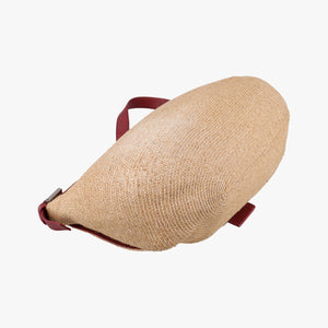 Pre-owned Fendi Mamma Baguette Beige × Burgundy Raffia × Leather 8BR001 shoulderbag | stylenewstar