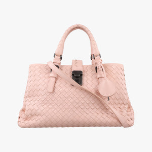 Pre-owned Bottega Veneta Roma Intrecciato Pink lambskin shoulderbag | stylenewstar