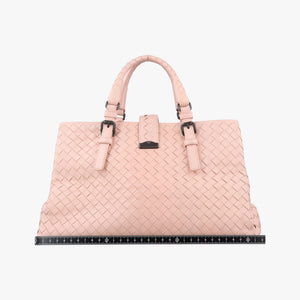 Pre-owned Bottega Veneta Roma Intrecciato Pink lambskin shoulderbag | stylenewstar