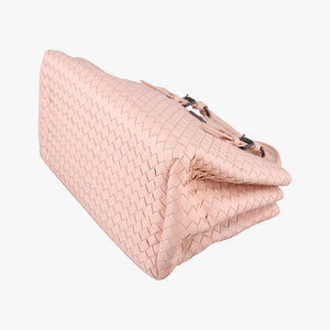 Pre-owned Bottega Veneta Roma Intrecciato Pink lambskin shoulderbag | stylenewstar
