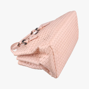 Pre-owned Bottega Veneta Roma Intrecciato Pink lambskin shoulderbag | stylenewstar