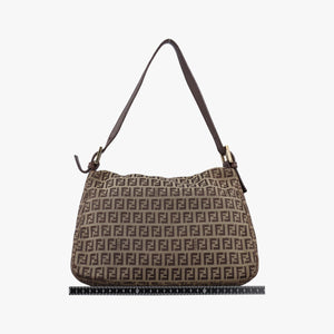 Pre-owned Fendi Baguette Zucchino Brown canvasxLeather 8BR01 handbag | stylenewstar