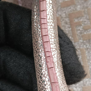 Pre-owned Fendi Zucchino Glitter Logo Pink×silver canvas 8BL068 handbag | stylenewstar