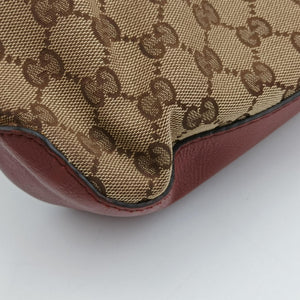 Pre-owned Gucci Marrakech Beige × Brown Canvas×Leather 257026 shoulderbag | stylenewstar