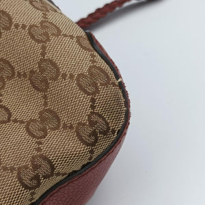Pre-owned Gucci Marrakech Beige × Brown Canvas×Leather 257026 shoulderbag | stylenewstar