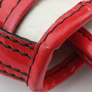Pre-owned Fendi B Bag Red × White Leather×patent 8BN165 shoulderbag | stylenewstar