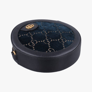 Pre-owned Gucci Ophidia Navy × Black velour×Leather 574978 shoulderbag | stylenewstar