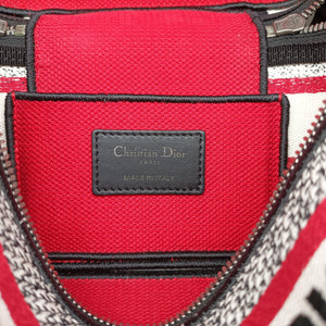 Pre-owned Christian Dior Travel Black × white × red jacquard canvas shoulderbag | stylenewstar