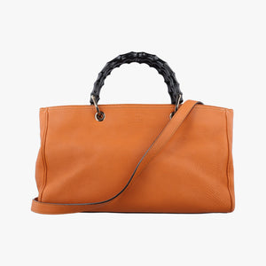 Pre-owned Gucci Bamboo Shopper Orange Leather 323660 shoulderbag | stylenewstar