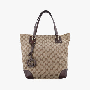 Pre-owned Gucci GG Supreme Beige×Brown canvas×leather 247237 handbag | stylenewstar