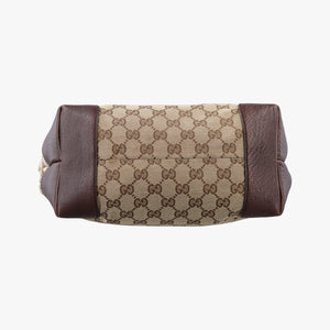 Pre-owned Gucci GG Supreme Beige×Brown canvas×leather 247237 handbag | stylenewstar