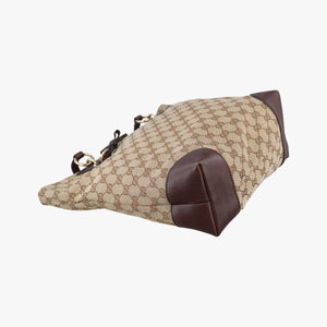 Pre-owned Gucci GG Supreme Beige×Brown canvas×leather 247237 handbag | stylenewstar