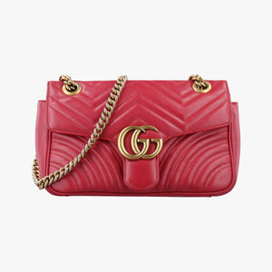 Pre-owned Gucci GG Marmont Red Leather 443497 shoulderbag | stylenewstar