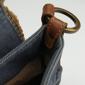 Pre-owned Fendi Chef Blue Denim ×Brown Trim Denim CanvasxCalfskin shoulderbag | stylenewstar